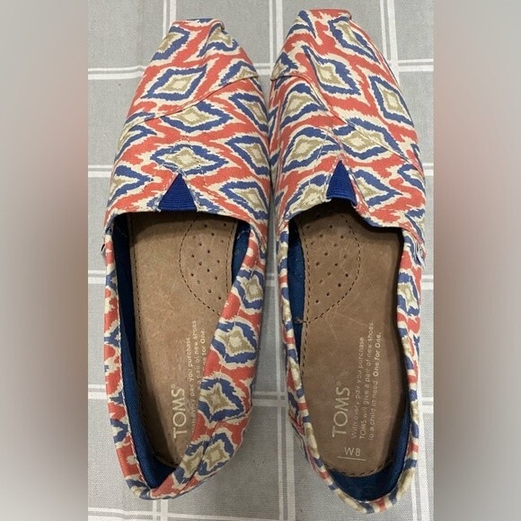 Tom’s Women’s Multi Canvas Festival Ikat Print Flats Espadrilles Size 8 - Picture 7 of 11